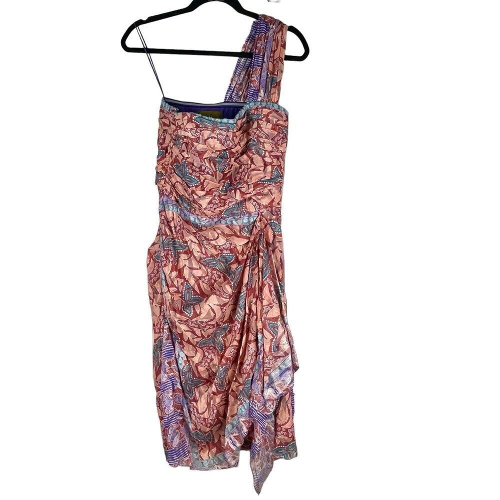 Nicole Miller Silk Blend Size 8 Cocktail 1 Shoulder Asymmetric Dress Glam Party